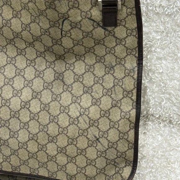 Gucci Beige and Dark Brown Monogram Messenger Bag - Picture 6 of 14